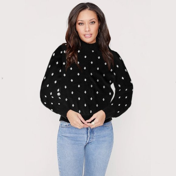 Lost + Wander Sweaters - Lost + Wander Mock Neck Swiss Cross Sweater Size XS/S